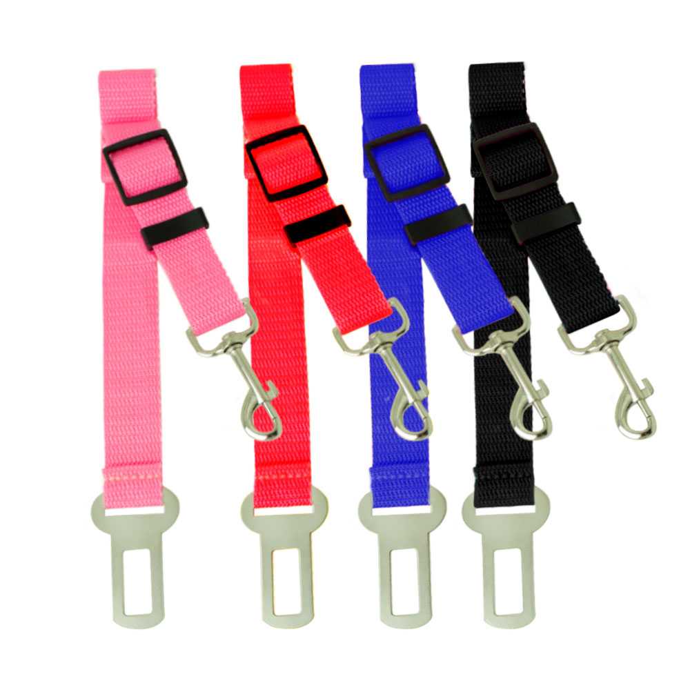 Cinturon de Seguridad para Mascotas, Cinturon ajustable de Nylon para Trasportar Mascotas, cinturon para mascotas asiento coche Rosa