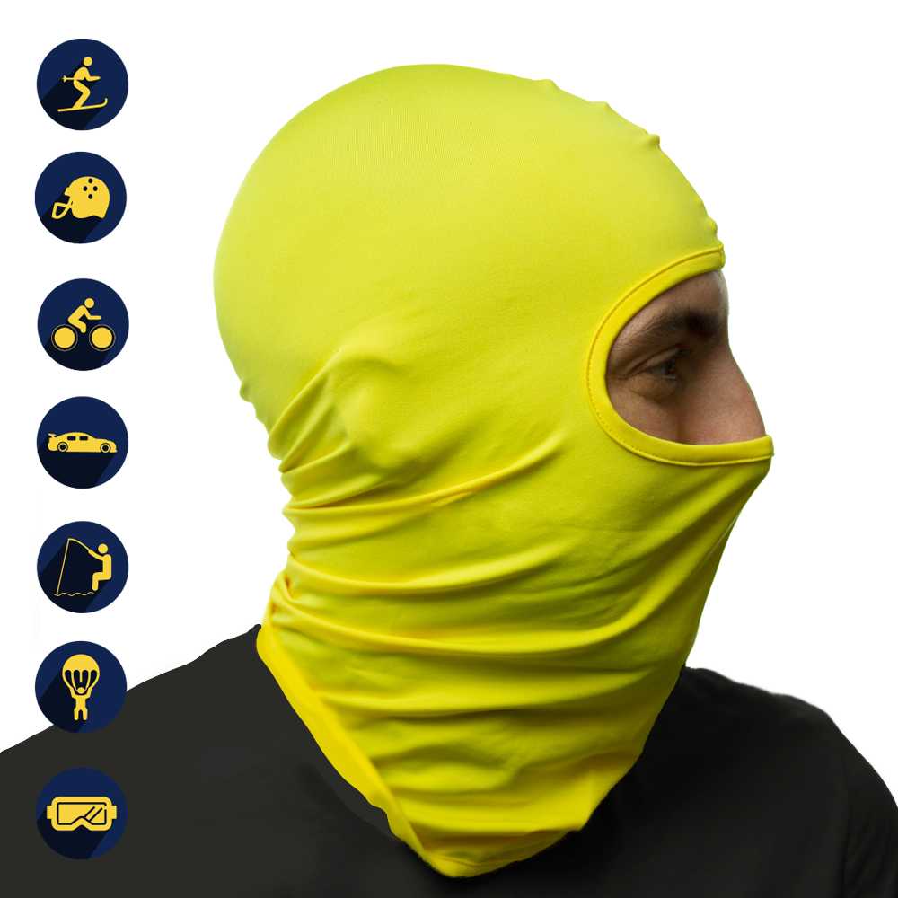 Pasamontañas Bufanda Protector UV Amarillo para Deportes al Aire Libre Esqui Dias Frios Invierno Airsoft Paintball
