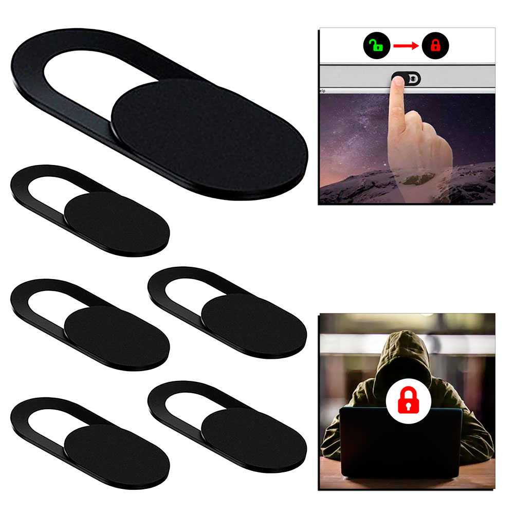 6 Tapas Tapaderas Deslizantes Pegatinas Adhesivas Tapones Cubiertas Negras para Seguridad Privacidad Cámara Web Webcam