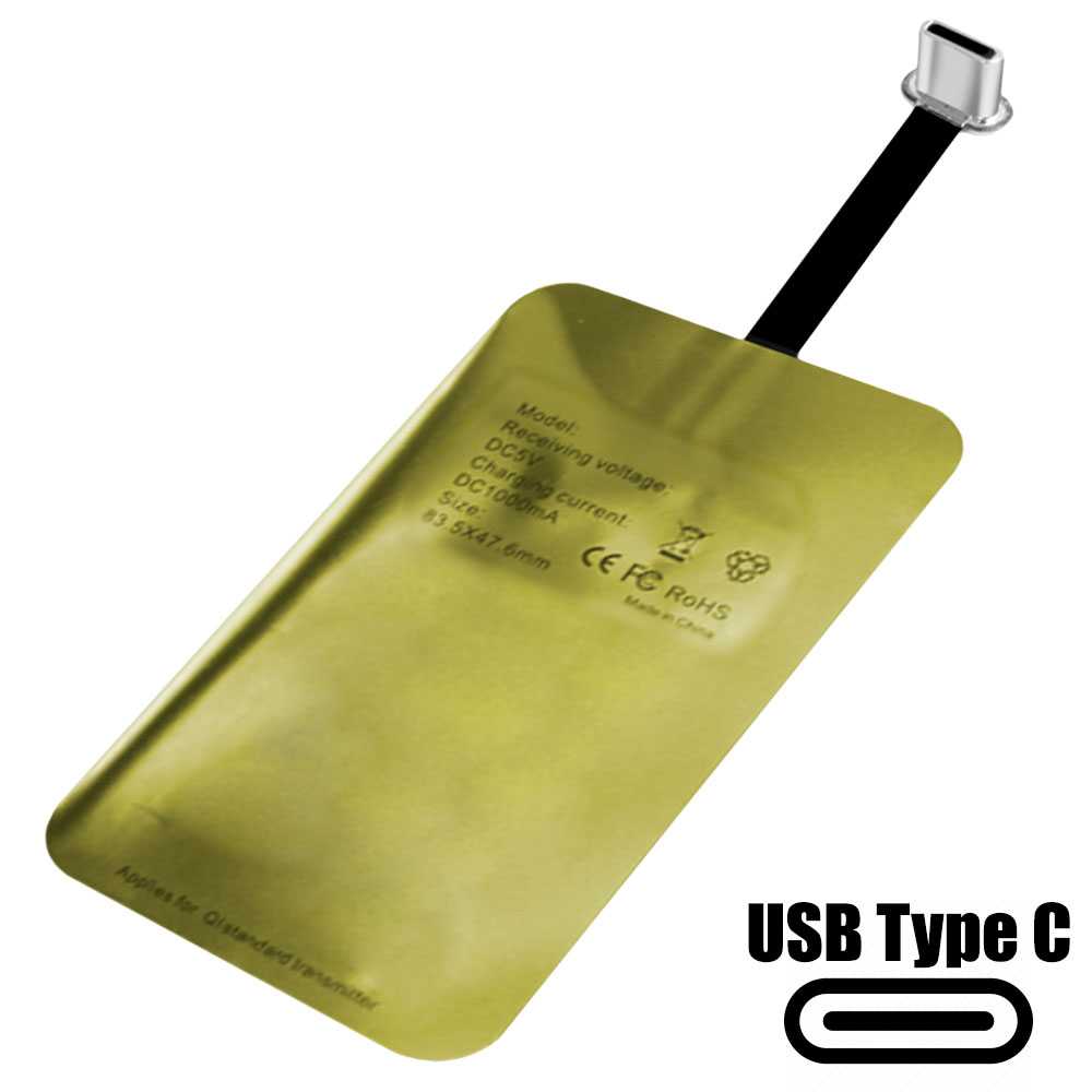 Receptor de Carga Inalámbrica Conector USB Tipo C 1A Dorado Módulo Inalámbrico Universal Carga 1000mA para Teléfonos