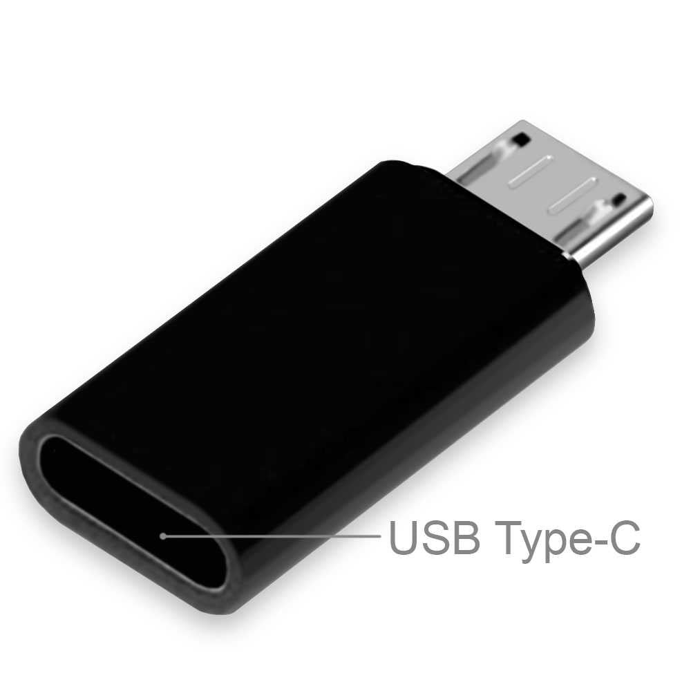 Adaptador USB C Hembra a Micro USB 5 Pines Macho Negro Carga y Datos para Samsung Galaxy S7 Xiaomi Redmi Note 6 Pro 5