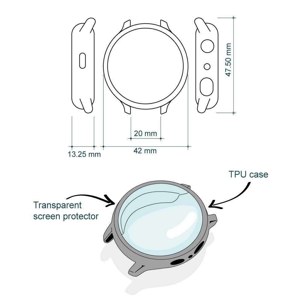 Funda Protectora de TPU Violeta Compatible con Relojes Inteligentes Samsung Galaxy Watch Active 2 (40mm)