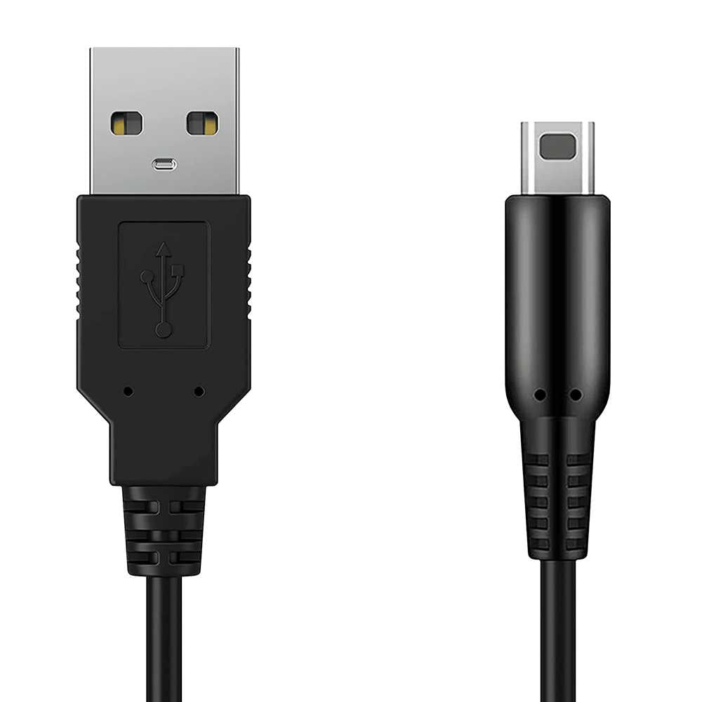 Cable de Carga y Datos USB 1,2m Negro Compatible con Ninten DSi,DSi XL,2DS,New 2DS XL,3DS,3DS XL,New 3DS,New 3DS XL Cargador Transferencia Archivos Power Lead