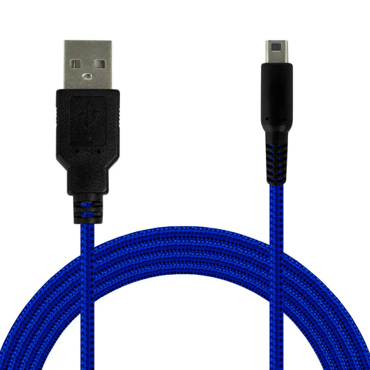 Cable de Carga y Datos USB 1,5m Azul Trenzado Compatible con Ninten DSi,DSi XL,2DS,New 2DS XL,3DS,3DS XL,New 3DS,New 3DS XL Latiguillo Revestido Cargador Transferencia Archivos Power Lead Charger