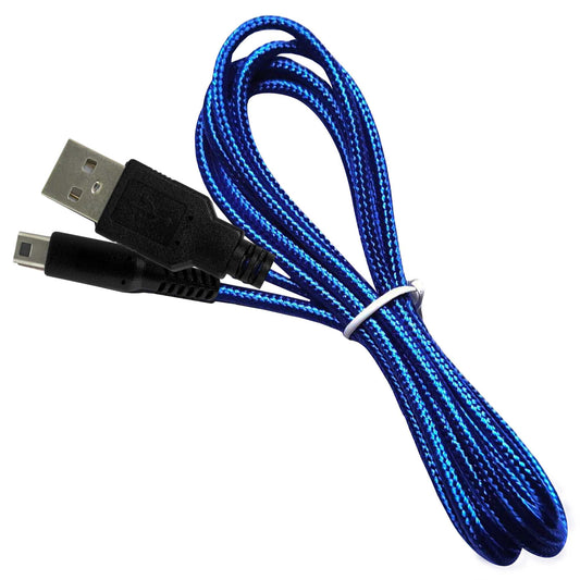 Cable de Carga y Datos USB 1,5m Azul Trenzado Compatible con Ninten DSi,DSi XL,2DS,New 2DS XL,3DS,3DS XL,New 3DS,New 3DS XL Latiguillo Revestido Cargador Transferencia Archivos Power Lead Charger