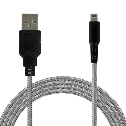 Cable de Carga y Datos USB 1,5m Plateado Trenzado Compatible con Ninten DSi,DSi XL,2DS,New 2DS XL,3DS,3DS XL,New 3DS,New 3DS XL Latiguillo Revestido Cargador Transferencia Archivos Power Lead Charger