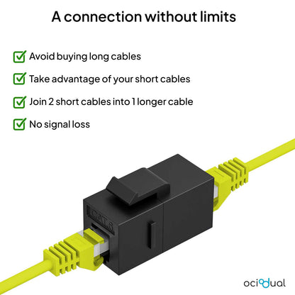 Acoplador de Cable RJ45 Negro Cat 8 7 6a 6 5e 5 Adaptador 1000Mbps Doble Hembra Módulo Alargador Extensor Ethernet LAN