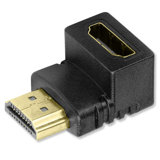 Codo Adaptador HDTV 1.4 Negro Ángulo 90 Grados Empalme Extensión Unión Enchufe ARC Video 3D XHD 4K Full HD 1080p