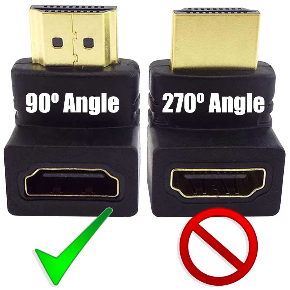 Codo Adaptador HDTV 1.4 Negro Ángulo 90 Grados Empalme Extensión Unión Enchufe ARC Video 3D XHD 4K Full HD 1080p