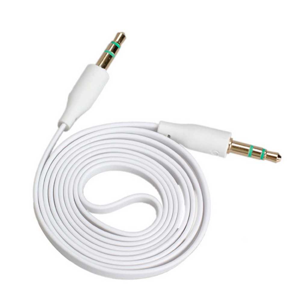 Cable Mini Jack de 3,5mm Estereo Doble Macho Plano Audio 1 Metro Blanco