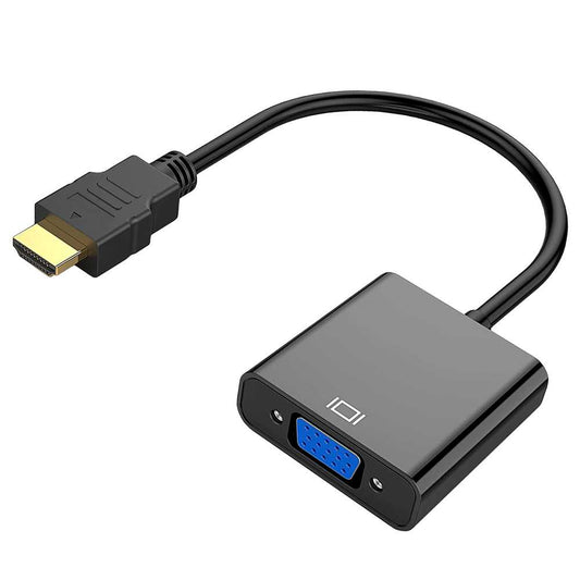 Adaptador Conversor de Señal Video Cable de Entrada HDMI Macho a Salida VGA Hembra 1080p Negro para PC DVD Monitor
