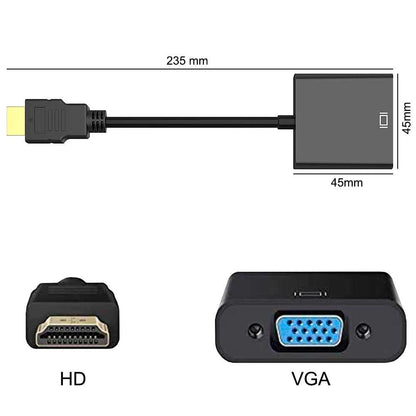 Adaptador Conversor de Señal Video Cable de Entrada HDMI Macho a Salida VGA Hembra 1080p Negro para PC DVD Monitor