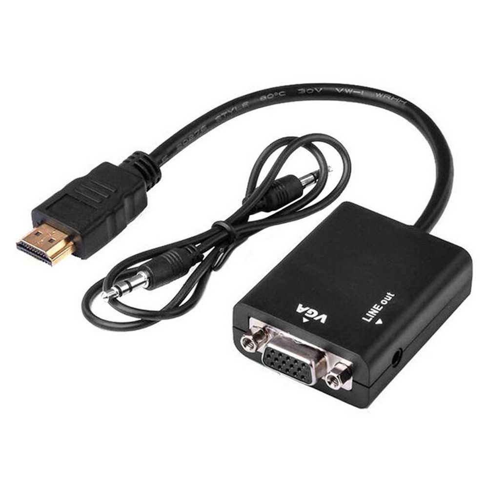 Cable adaptador de HDTV a VGA - Conversor digital a analogico Audio Jack 3.5mm Negro
