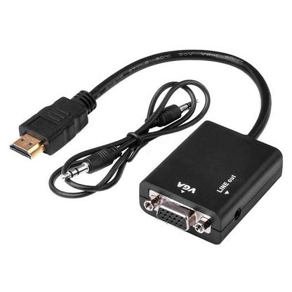 Cable adaptador de HDTV a VGA - Conversor digital a analogico Audio Jack 3.5mm Negro