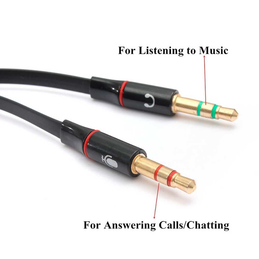 Cable Divisor 1 Mini Jack 3.5mm Hembra TRRS a 2 AUX Macho TRS Splitter Separador de Audio Micrófono Auriculares Negro
