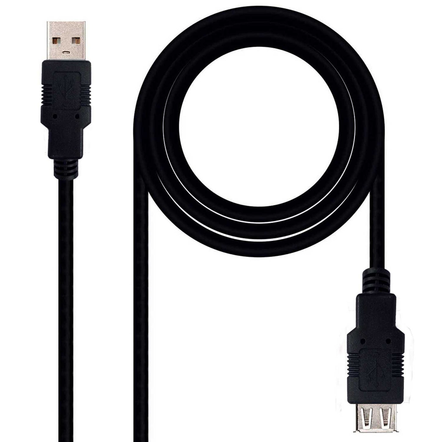 Cable de Extension Conector USB 2.0 Tipo A de Macho Hembra Negro 1.4m Latiguillo Alargador Prolongador Extensor M/H