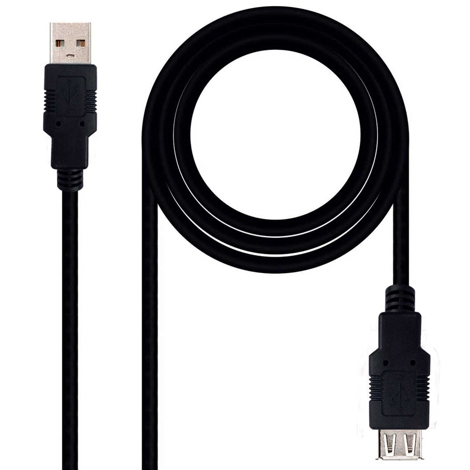 Cable de Extension Conector USB 2.0 Tipo A de Macho Hembra Negro 1.4m Latiguillo Alargador Prolongador Extensor M/H