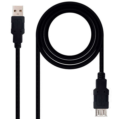 Cable de Extension Conector USB 2.0 Tipo A de Macho Hembra Negro 1.4m Latiguillo Alargador Prolongador Extensor M/H