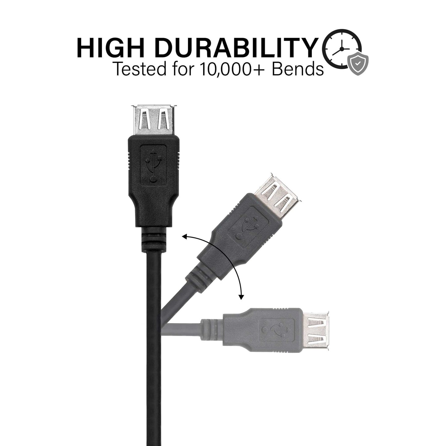 Cable de Extension Conector USB 2.0 Tipo A de Macho Hembra Negro 1.4m Latiguillo Alargador Prolongador Extensor M/H