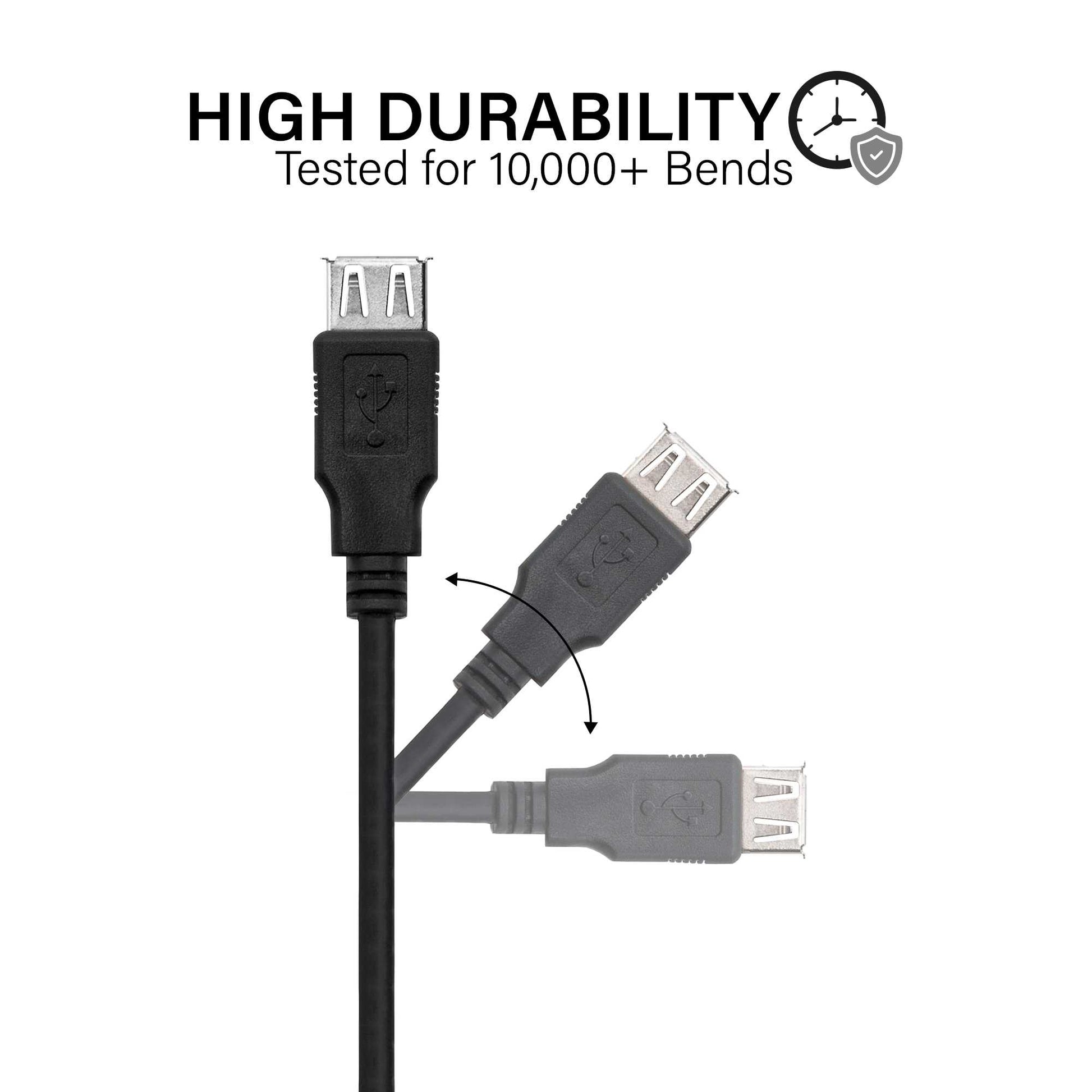 Cable de Extension Conector USB 2.0 Tipo A de Macho Hembra Negro 1.4m Latiguillo Alargador Prolongador Extensor M/H