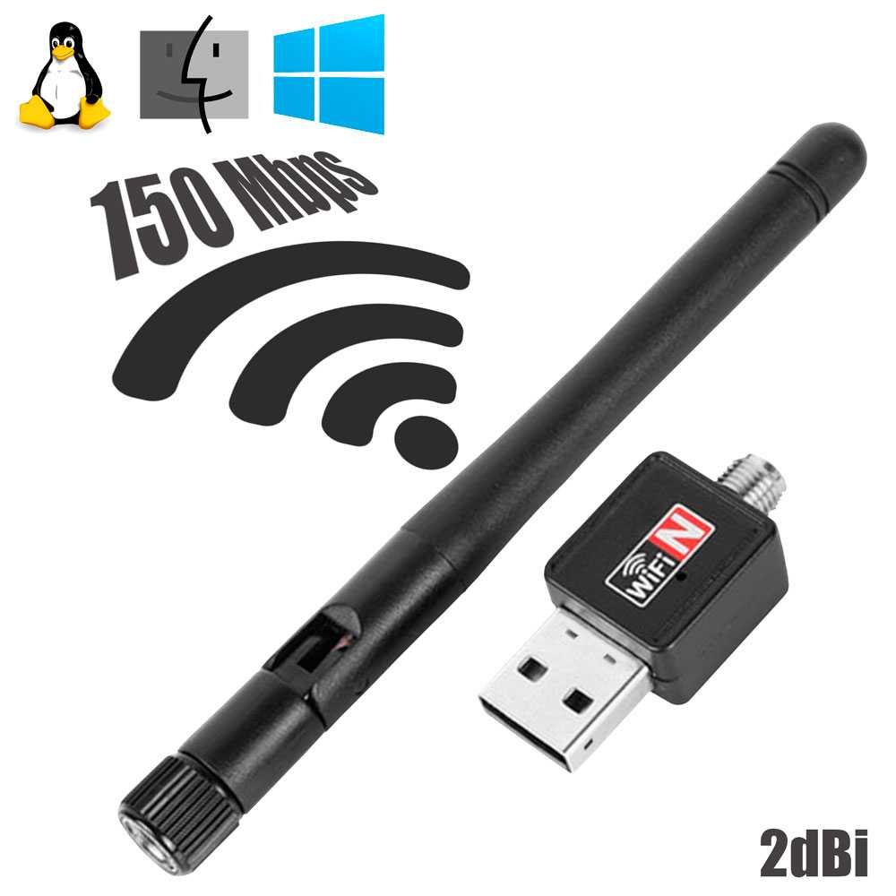 Tarjeta de Red Inalámbrica Externa Antena WIFI USB Adaptador 150Mbps 2dBi LAN Wireless Ethernet Receptor Inalámbrico