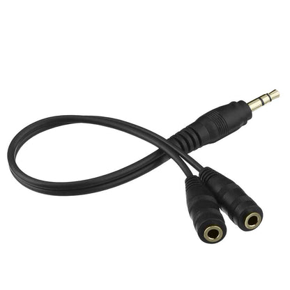 Adaptador Divisor de Mini Jack 3.5mm Macho a 2 Hembras Negro Cable Splitter Audio Duplicador para Auriculares Altavoces