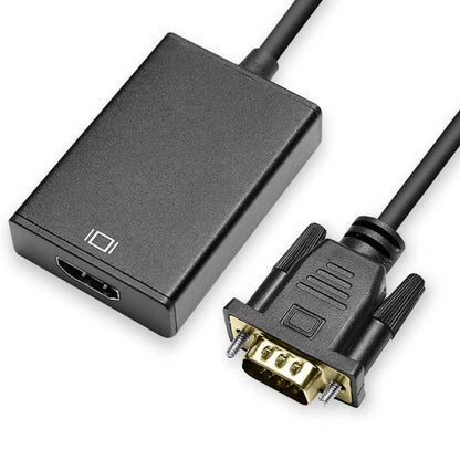 Cable Adaptador VGA Macho a HDTV Hembra con Salida de Audio MIni Jack 3,5mm Negro Convertidor Conversor HDTV 1080p