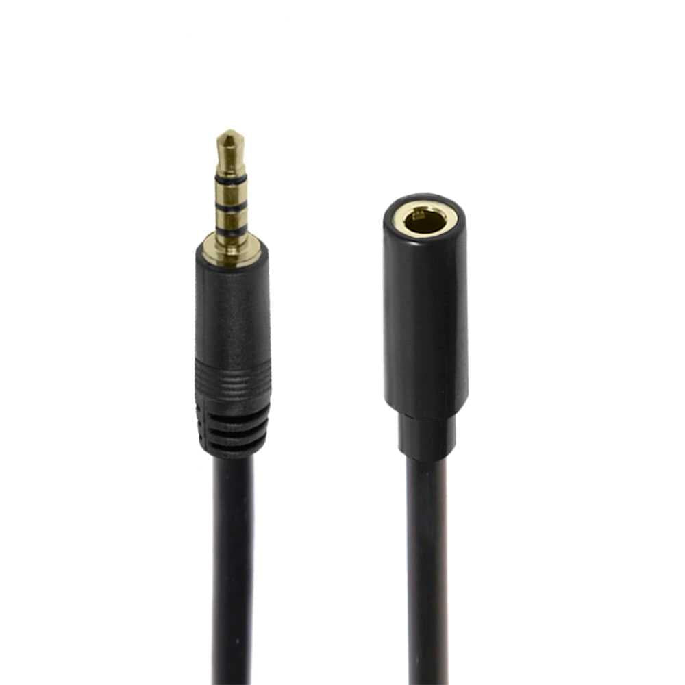Cable de Audio con Micro 3m Negro Alargador Mini Jack 3.5mm OMTP TRRS 4 Polos Macho a Hembra Estéreo para Teléfonos PC