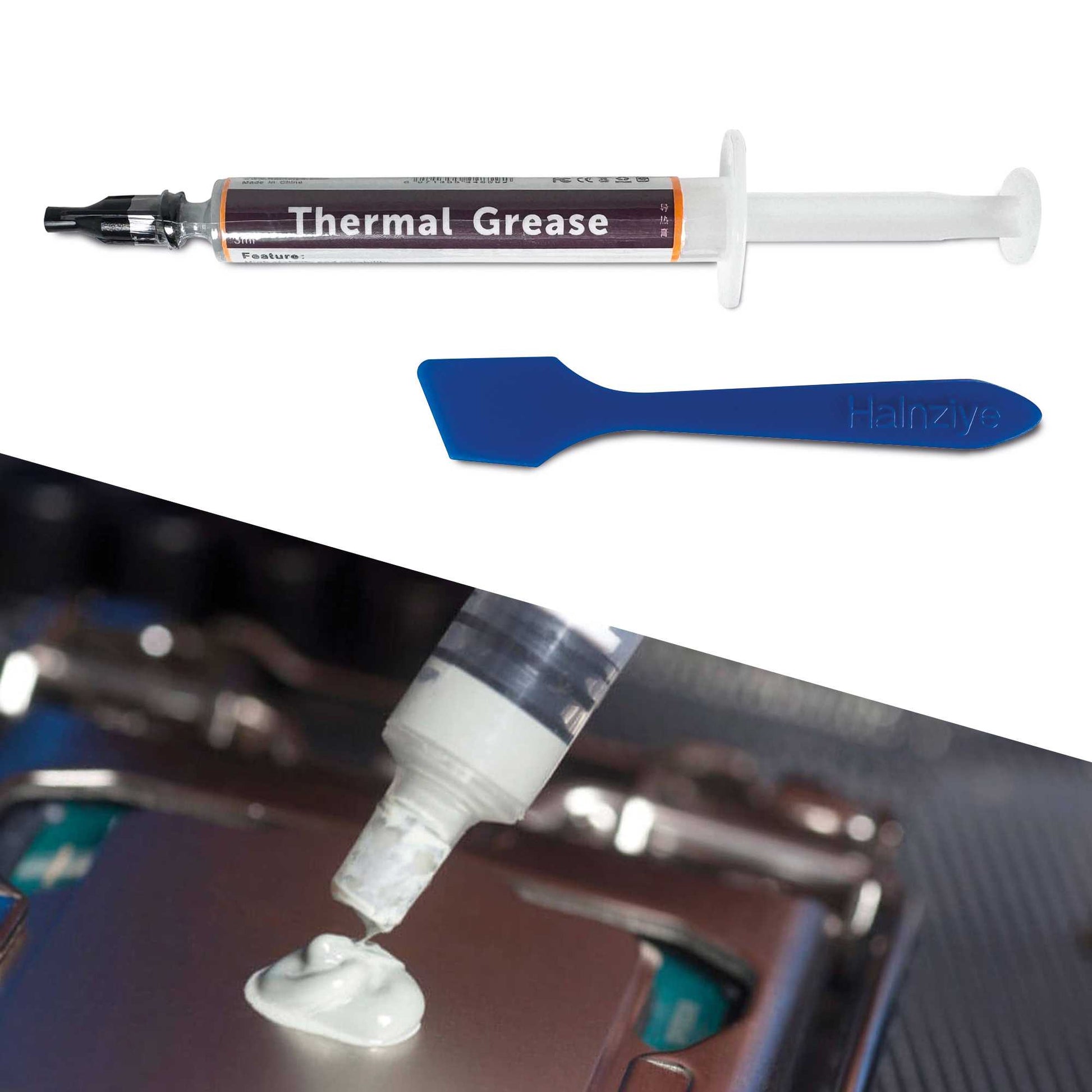 Pasta Térmica Halnziye HY883 6.5W/m-k Gris Jeringa de 2g Silicona Masilla Grasa Disipadora para Procesadores CPU