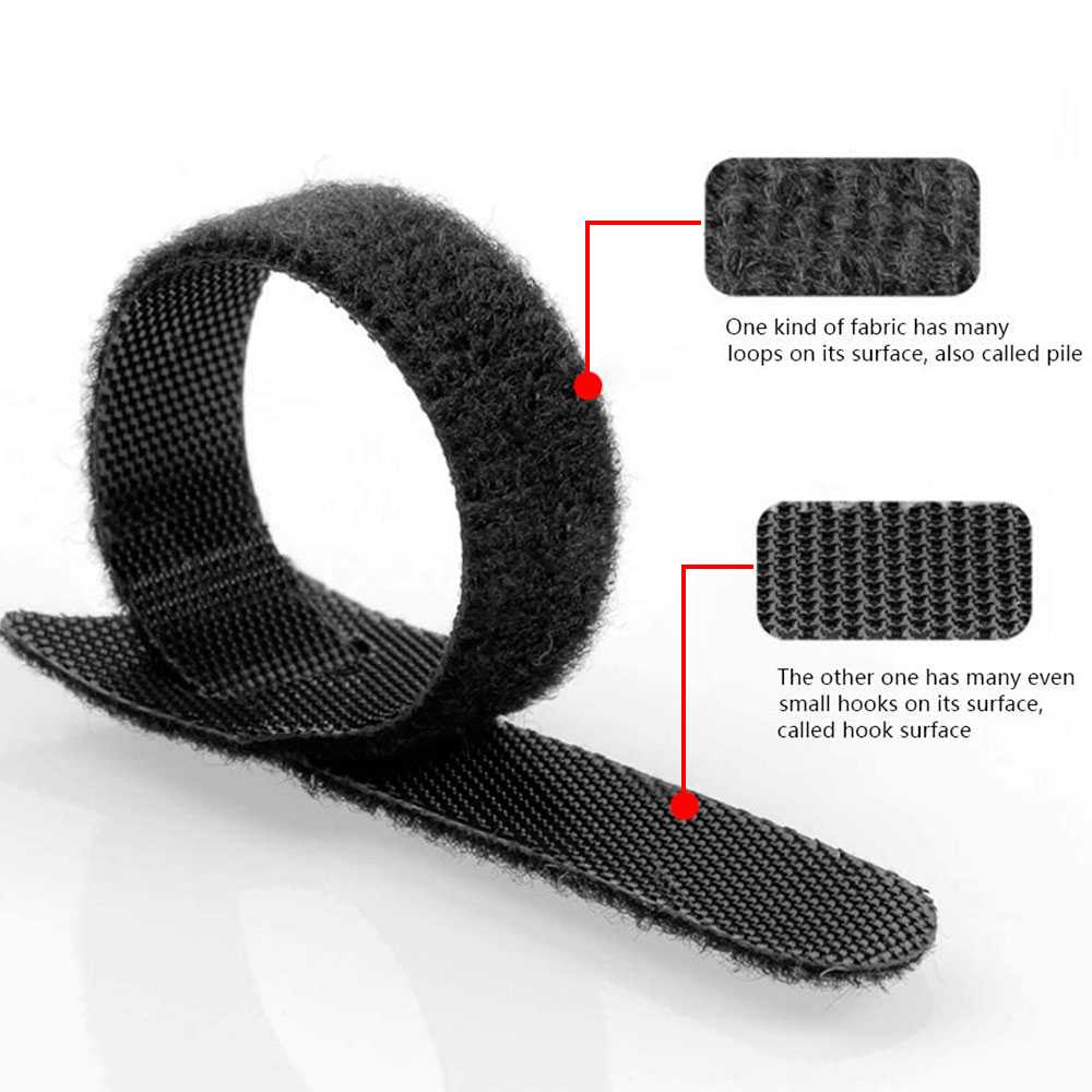 50 Cintas Negras Para Organizar Cables Correas Reutilizables Para Hogar Oficina Ajustable Reutilizable Duradero Hook & Tool