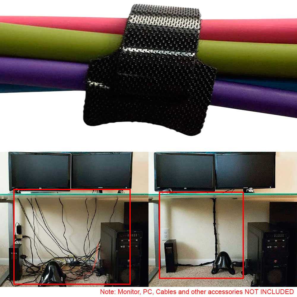 50 Cintas Negras Para Organizar Cables Correas Reutilizables Para Hogar Oficina Ajustable Reutilizable Duradero Hook & Tool