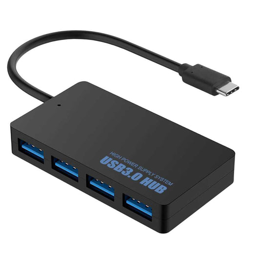 Hub de Tipo C a 4 Puertos USB Datos Hasta 5Gbps Negro para PC Ordenador Portatil Laptop Ladron Type C a 4 Tomas USB3.0 M/H Entrada Toma Corriente
