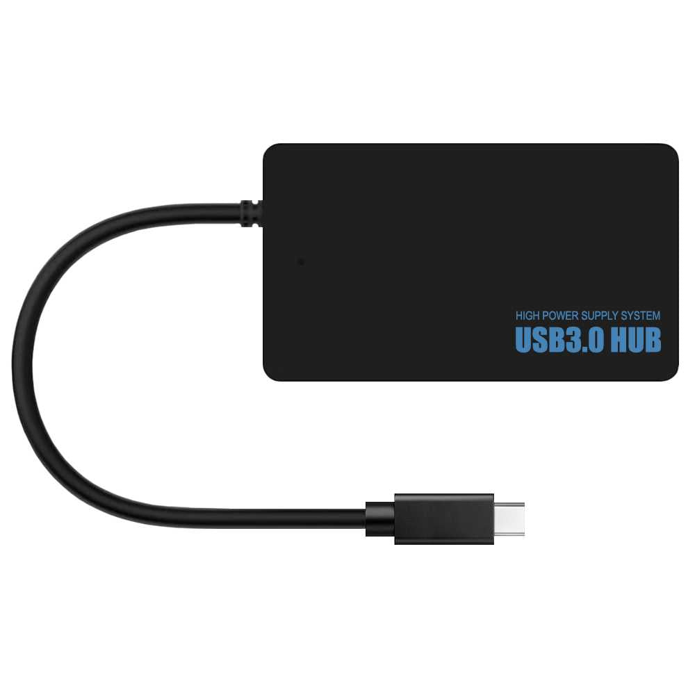 Hub de Tipo C a 4 Puertos USB Datos Hasta 5Gbps Negro para PC Ordenador Portatil Laptop Ladron Type C a 4 Tomas USB3.0 M/H Entrada Toma Corriente