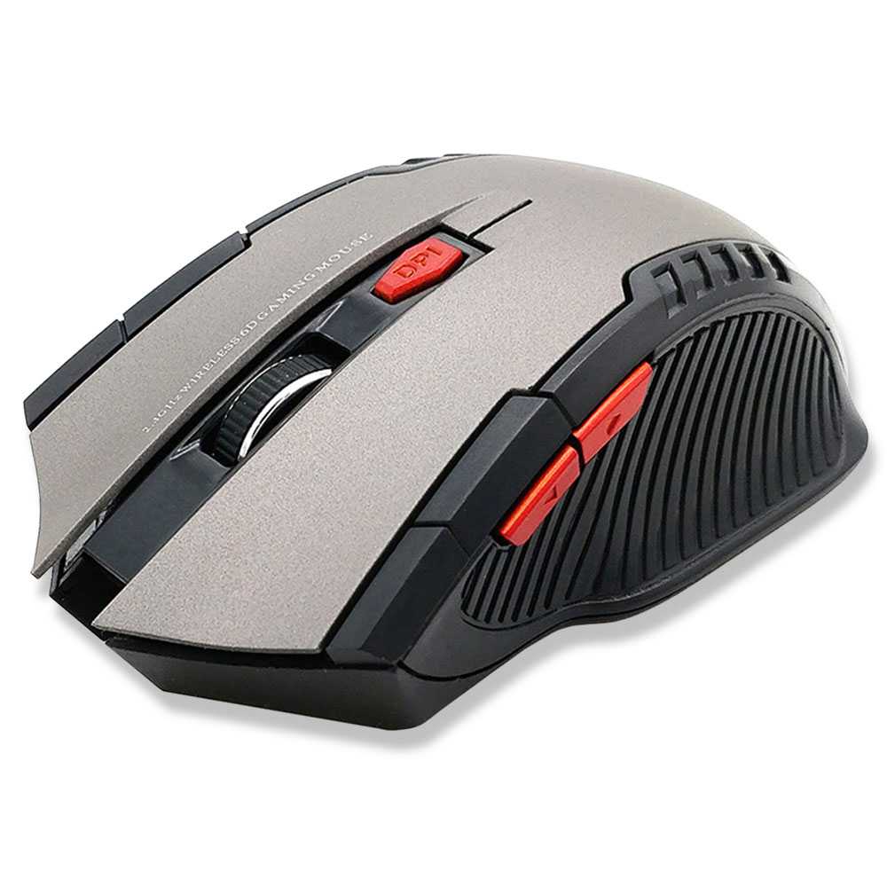 Ratón Inalámbrico GF2430 Gris Gaming Wireless Óptico 1600 DPI con 6 Botones Receptor USB 2.0 para PC Laptop Windows