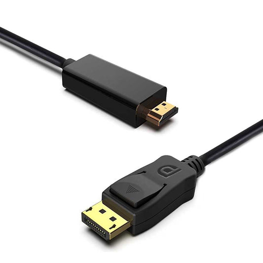 Cable Displayport DP a HDTV 1,8m Negro Resolución 4K x 2K Full HD 2160p Macho para Monitor Proyector TV