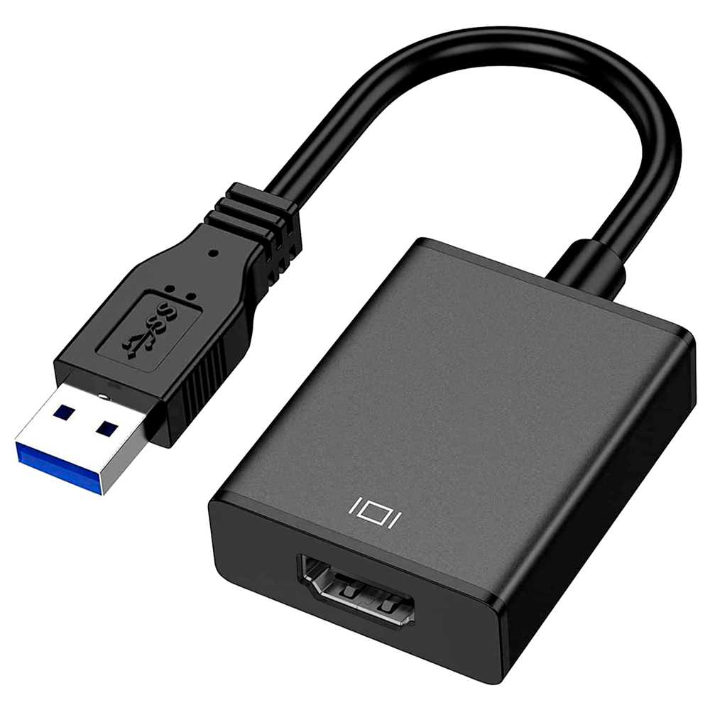 Adaptador de USB 3.0 a HDTV Soporta Resolución de Imagen Hasta 1080p, Color Negro, para PC, Ordenador Portátil, Monitores, TV, Proyectores, Admite Full HD