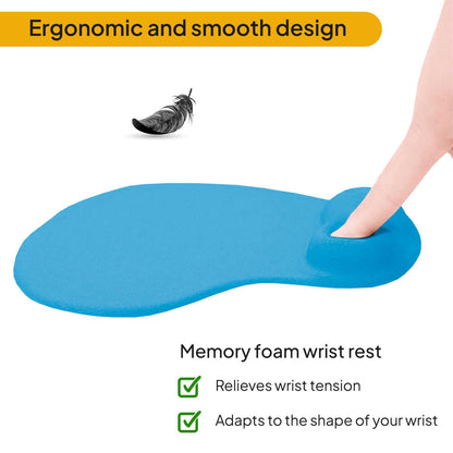 Alfombrilla de Ratón con Reposamuñecas de Gel, ergonómica, de Color Azul Claro, Base de Goma Antideslizante, 23 cm x 19 cm