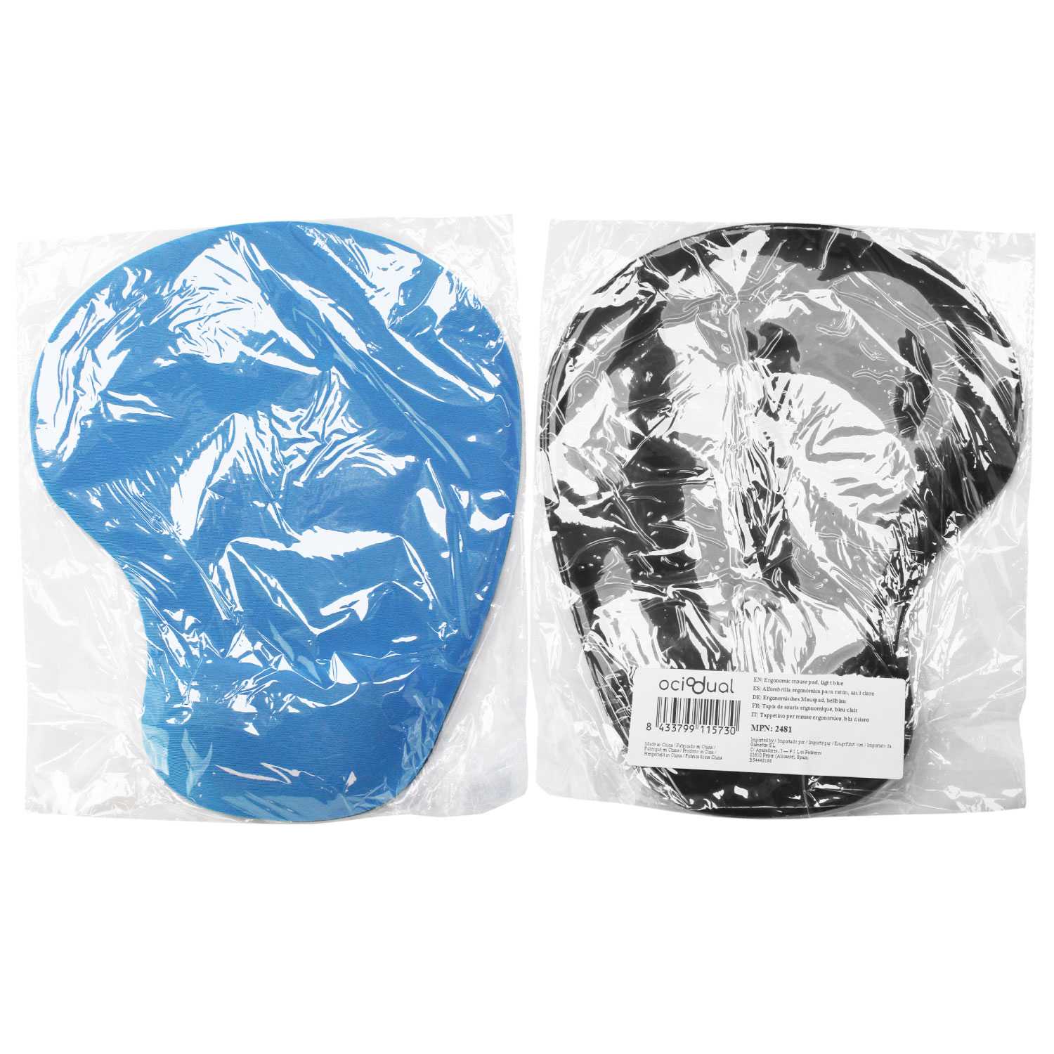Alfombrilla de Ratón con Reposamuñecas de Gel, ergonómica, de Color Azul Claro, Base de Goma Antideslizante, 23 cm x 19 cm