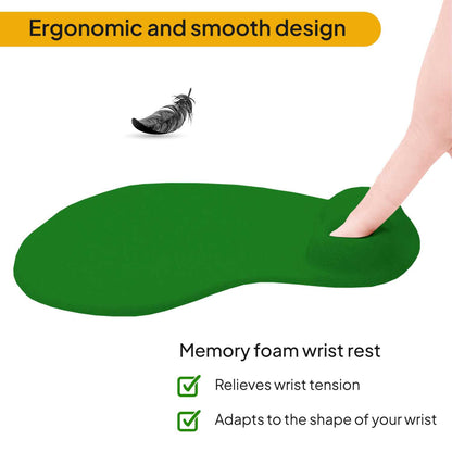 Alfombrilla de Ratón con Reposamuñecas de Gel, ergonómica, de Color Verde, Base de Goma Antideslizante, 23 cm x 19 cm