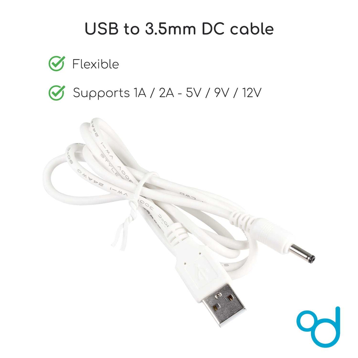 Cable USB Cargador para Tablet Android MP3 3.5mm 5V 2A Alimentacion DC Blanco