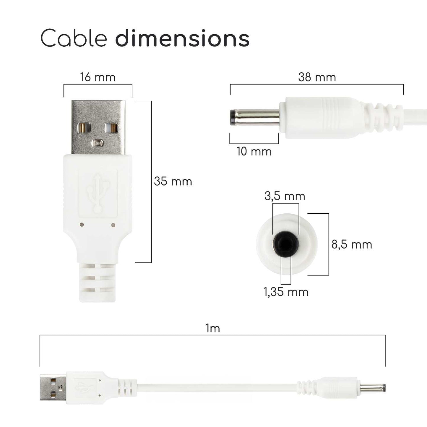 Cable USB Cargador para Tablet Android MP3 3.5mm 5V 2A Alimentacion DC Blanco