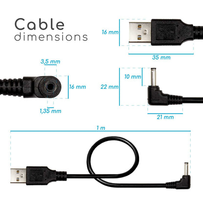 Cable USB Cargador para Tablet Android MP3 3.5mm 5V 2A Alimentacion DC Negro