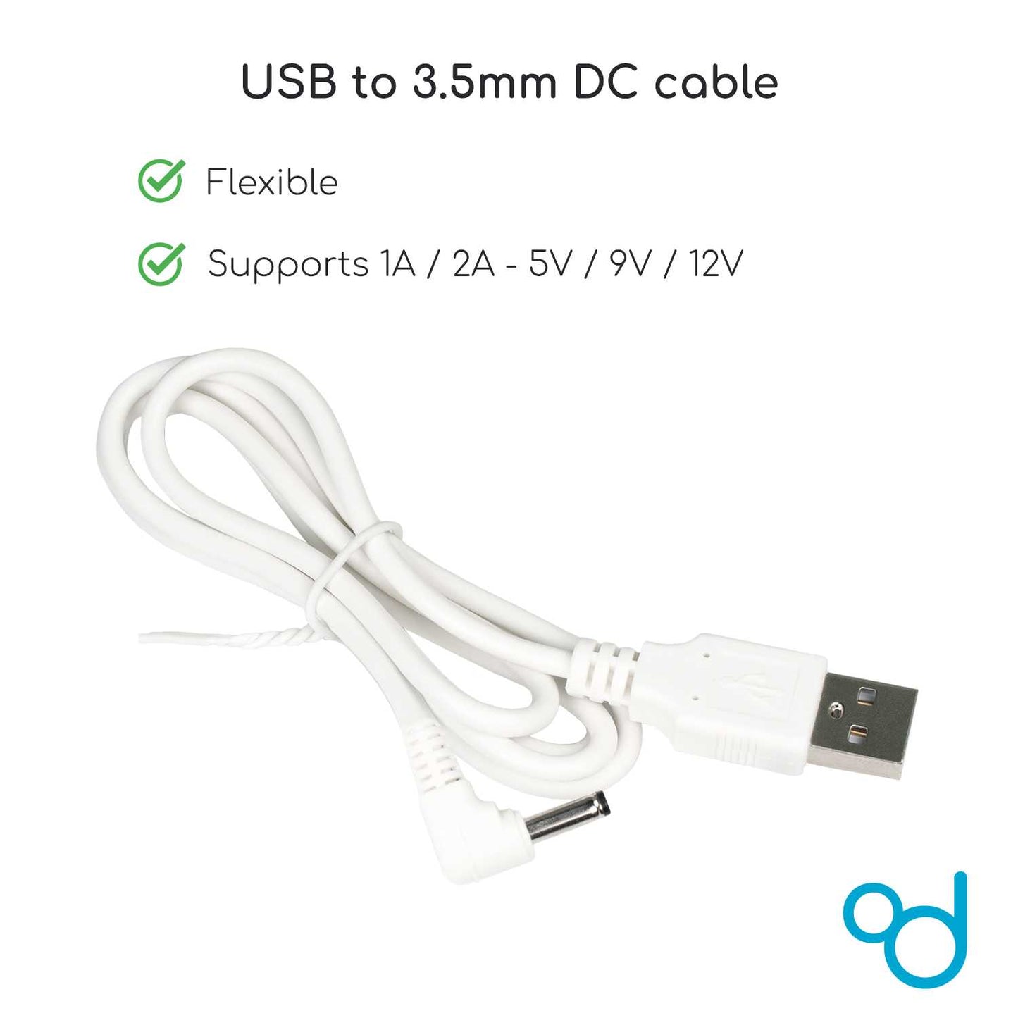 Cable USB Cargador para Tablet Android MP3 3.5mm 5V 2A Alimentacion DC Blanco