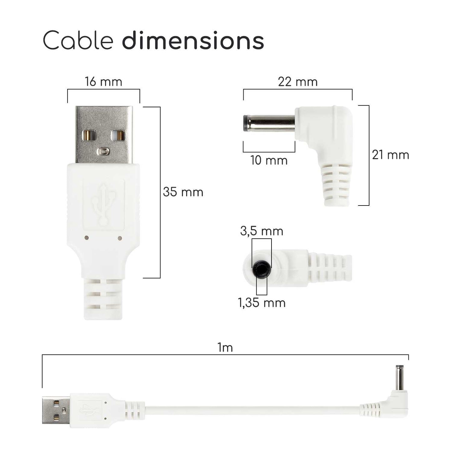 Cable USB Cargador para Tablet Android MP3 3.5mm 5V 2A Alimentacion DC Blanco