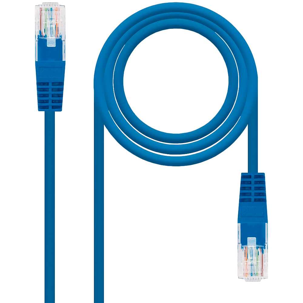 NANOCABLE Cable de Red RJ45 Macho LAN Local Area Network para PC Ordenador Portátil PS4 Azul 10.20.0102-BL 2m Cat.5e