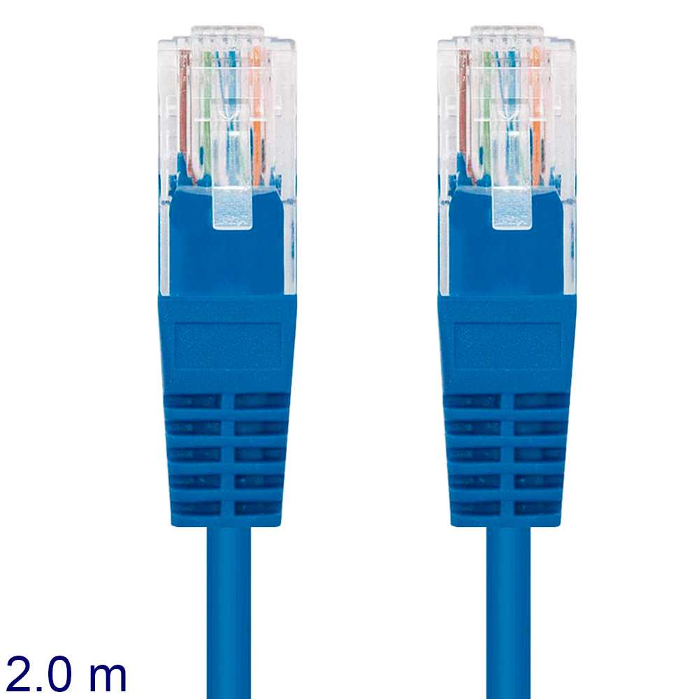 NANOCABLE Cable de Red RJ45 Macho LAN Local Area Network para PC Ordenador Portátil PS4 Azul 10.20.0102-BL 2m Cat.5e