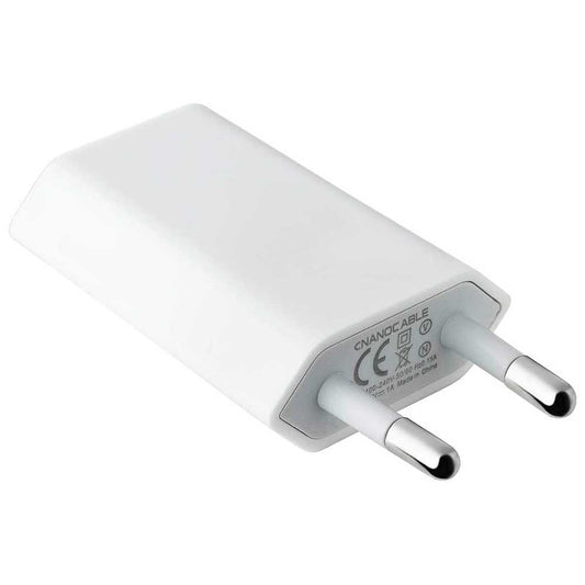 NANOCABLE Cargador de Pared USB 5W 1A 5V Blanco 10.10.2001 Alimentador Carga Adaptador Red Compacto para Smartphones