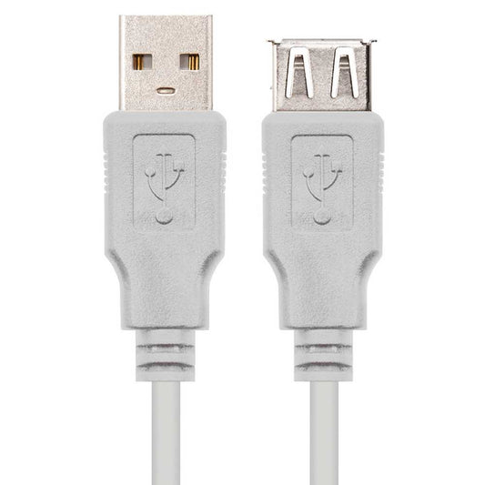 Nanocable 10.01.0203 1.8m Cable Conector USB 2.0 Tipo A de M/H Beige para PC Ordenador Portatil Latiguillo Prolongador Alargador Extension