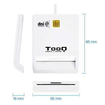 Tooq TQR-210W Lector Externo Cable Conector USB 2.0 Blanco para DNI Electrónico DNIe Tarjetas Inteligentes Smart Cards