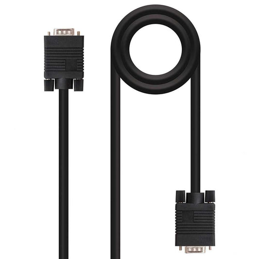 NANOCABLE Cable VGA para PC Monitor Proyector HDB15/M-M Negro 10.15.1302 1.8m SVGA Macho para PC Ordenador Portátil